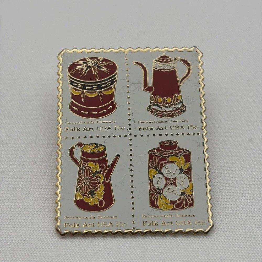 USPS‎ United States Postal Service Stamp Folk Art Lapel Hat Pin